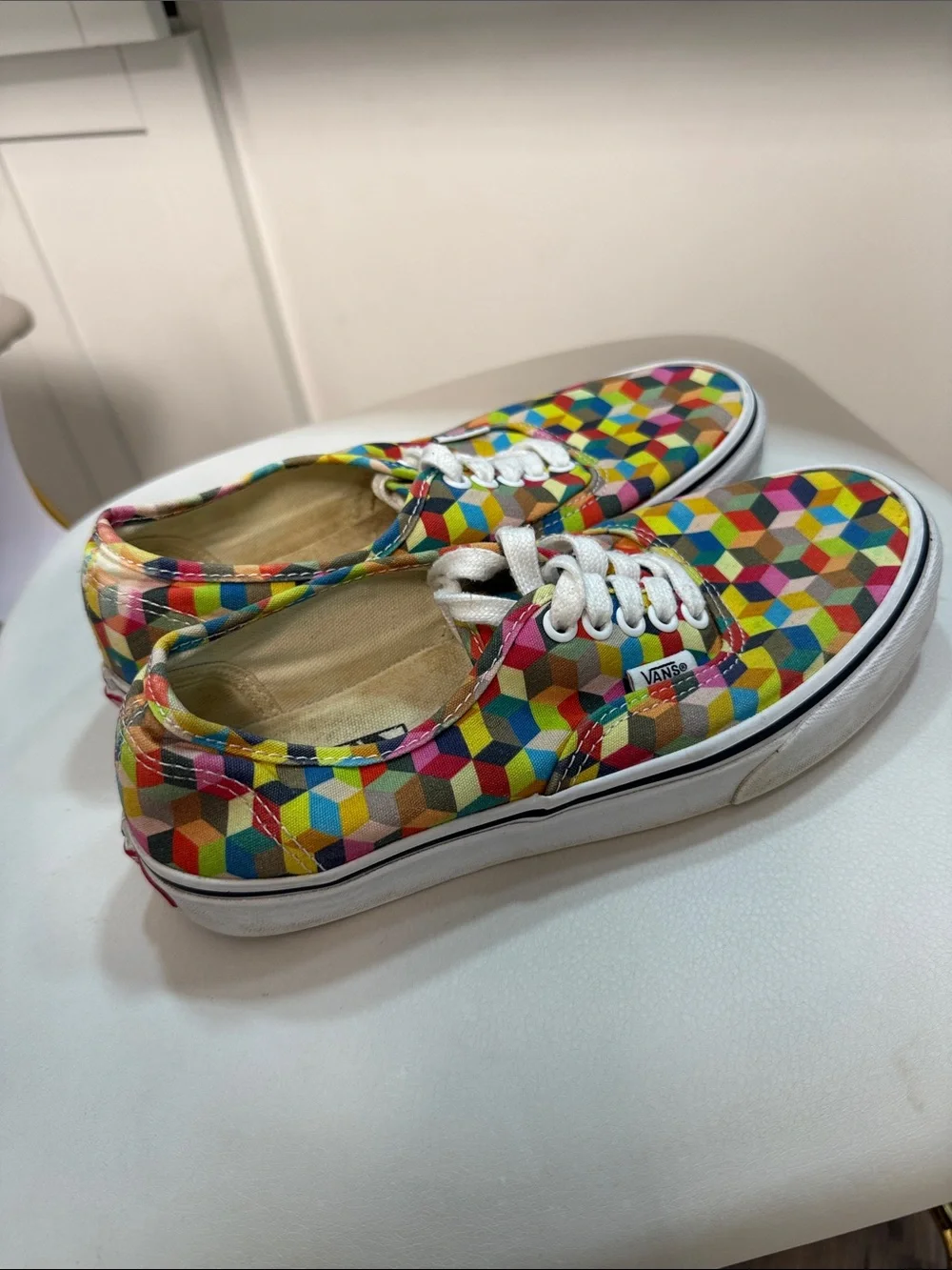 Vans Multicolor Geometric Canvas Sneakers in Yellow, Blue, Green, Pink
